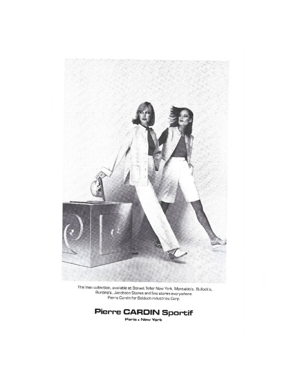 Print Ad Pierre Cardin Sportif Fashion Linen Paris New York Retro Vintage 1970s